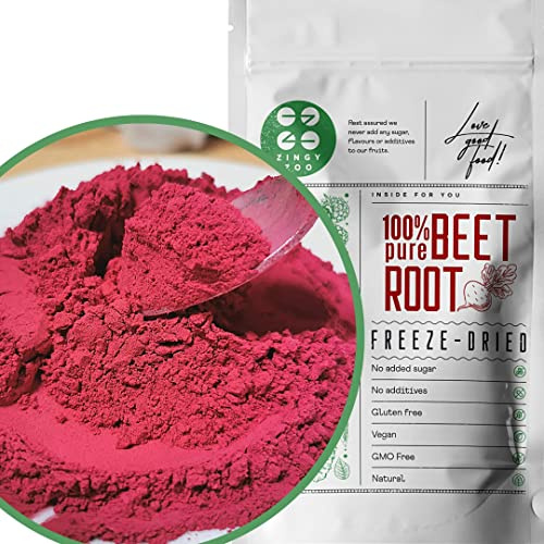 Gefriergetrocknet Rote Beete Pulver | 100% Natürliche Pure Raw Beetroot Powder | Gemüsepulver | Vegan Gefriergetrocknete Früchte Pulver | Rote Lebensmittelfarbe Rot | Freeze Dried Powder ZingyZoo
