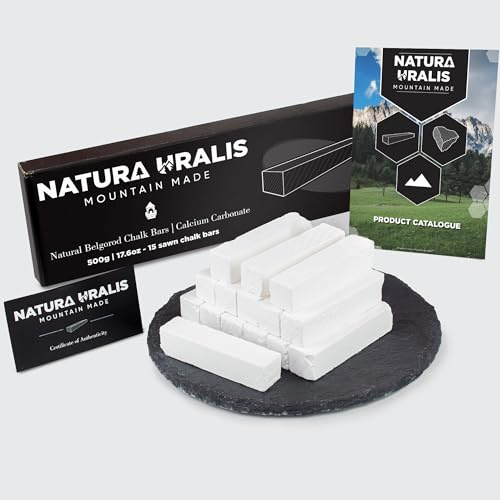 Natura Uralis Premium Belgorod Gesägte Kreide | Weiße Kreidestücke - Erstaunlicher Crunch, Erdig, Samtig und Fest, ASMR-Aufsehen, Natürliches Calciumcarbonat (Mittel (500g))