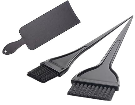 FOMIYES 3pcs Hair Dyeing Brush Plate Set Black Hair Coloring Board 1 Dyeing Plate and 2 Brushes for Home and Salon Use for