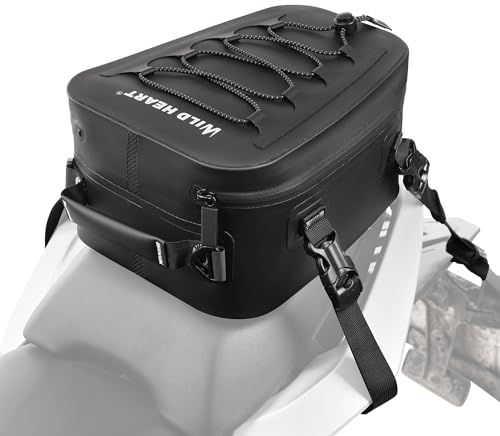 WILD HEART Borsa da Coda per Moto/Borsa da Serbatoio Borse da Sella per Bagagli con Sedile Posteriore Multifunzionali Impermeabili per Moto (Corda Nera)