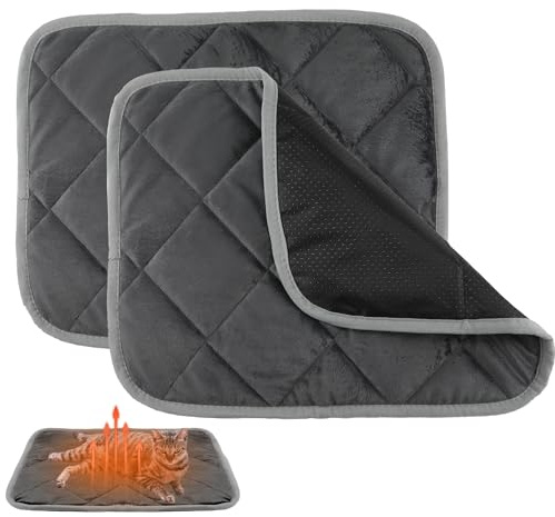 lasuroa 2pcs Self Heating Cat Mat, 16x20 Inch Self Heating Pet Pad Heat Reflective Soft Layer Warming Cat Bed Mat Non Skid Cat Thermal Pads for Cat Puppy Rabbit in Winter (Gray)