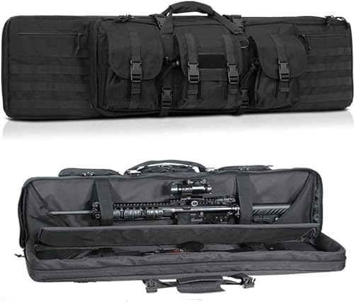 SJASD Futteral Langwaffen Waffentasche,Waffenkoffer für Langwaffen,Pistolen- und Magazin-Aufbewahrungsrucksack,Waffentragetasche, Schießtaschen für Gewehre,Jagdgewehrkoffer (Size:93cm,Color:Schwarz)