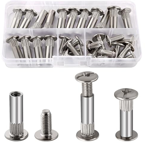 VooGenzek 15 Piezas Φ8 Manguito Tornillos de Conexión M6, para Muebles y Armarios, 26-35 mm