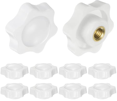 QUARKZMAN 10 Stück Sterngriffmutter M8 x 38mm Flügelmuttern mit Gewinde, Rändelmutter Handgriff Klemmmutter 38mm Spannknopf für Industrie Werkzeugmaschinen Geräte Fitnessgeräte, Weiß