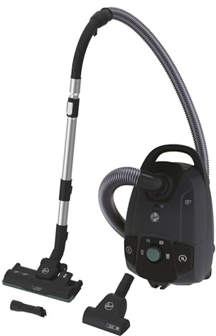 Hoover HE321PAF - Aspirador de trineo con bolsa compacta, cepillos para todo el suelo, alfombras y parquet, cepillo especial para animales, 4L, 850 W, vaciado sin contacto, accesorios integrados, gris