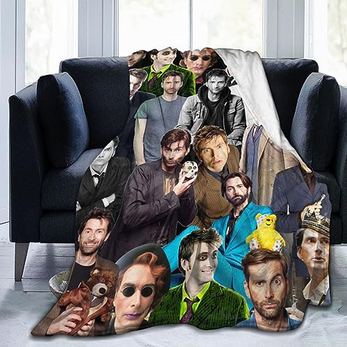 Ldsgdfst Decke David Tennant, weiche und bequeme Woll-Fleece-Überwurfdecke für Sofa, Büro, Auto, Camping, Yoga, Reisen, Heimdekoration, gemütliche Plüsch-Stranddecke, Geschenk