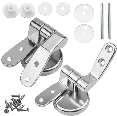 LEEQBCR 2 x Cerniere per Sedile WC in Acciaio Inox, Coppia di Cerniere per Sedile WC, Cerniere per Sedile WC con Chiusura Morbida, Include raccordi, per sedili WC