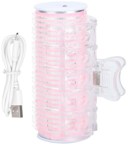 Bigoudis Chauffants, Mini Bigoudi électrique USB Portable Rouleau à Cheveux Frange Friser Tube de Cheveux Outil de Coiffure pour la Maison et les Voyages Rose 3,4x1,2 Pouces (PINK)