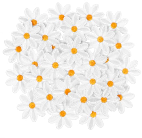 30 Stück Aufnäher Zum Aufbügeln Blumen Patches Gänseblümchen Deko Applikationen Für DIY Erwachsene Kinder Jacke Jeans
