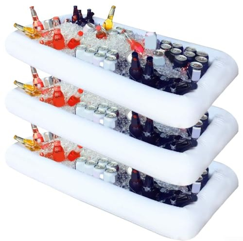 ReachMall Inflatable Ice Serving Buffet Bar with Drain, Inflatable Drinks Cooler Ice Buffet Salad Serving Trays for Indoor Outdoor Summer Pool Party, Picnic