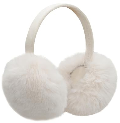 Onmygogo Plush Faux Fur Earmuff for Winter, Soft Warm and Foldable (Beige)