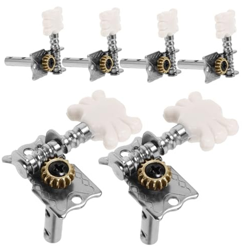 ifundom 6 Stück Silberne Gitarrenstimmmechaniken aus Metall mit Weißem Blumenknopf für Akustikgitarren und Ukulelen Einfach zu Bedienen und Pflegen