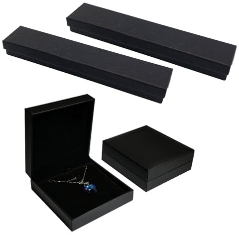 FUIPVGI 4 Pièces Boîtes Cadeaux de Bijoux en Carton Boîtes à Bijoux Boite Cadeau Bijoux Présentoir Ecrin Boite A Bijoux Cadeau Bijoux Boîte Cadeau pour Bracelet, Femme, Mère, Anniversaire (Noir)