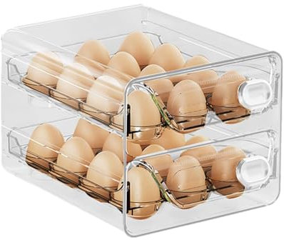 Eier-Aufbewahrungsbox Für Den Kühlschrank – Transparente Eierbox Für Die Küche, Stapelbares Eierkarton-Tablett Aus Kunststoff | Frischeaufbewahrung Für Den Kühlschrank, Eierbox Mit Doppelschichtiger S