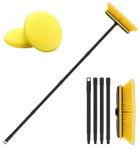 55 Long Handle Car Cleaning Brush,Soft Bristle Scrub Cleaning Mop,Anti Scratch Car Brushs Wash Brush Cleaner for Cars, Vans,RV, Boat,Solar Panel Deck Cleaning Sweep Snow