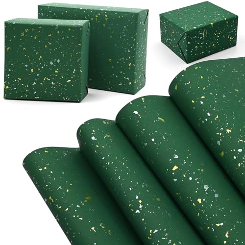 Green Gold Wrapping Paper,4Pcs 52 * 76cm Wrapping Paper Large for Birthday Wedding Christmas Decoration