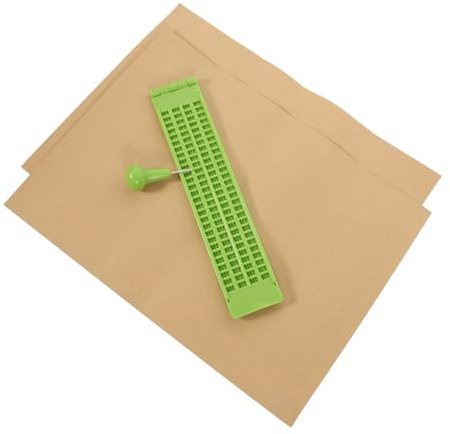 Beaupretty Lavagna Braille in Plastica Ausilio Didattico Resistente e Riutilizzabile 27 Righe 30 Celle Stilo e 2 Fogli di Esercizi, Set Portatile per Scrittura Tattile per Non Vedenti