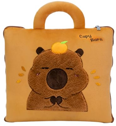 Cobija de almohada de viaje, manta Capybara para viajes en avión, colchoneta compacta para dormir con soporte de cojín de espalda y diseño portátil para niños, adultos, camping o uso doméstico, 455 g