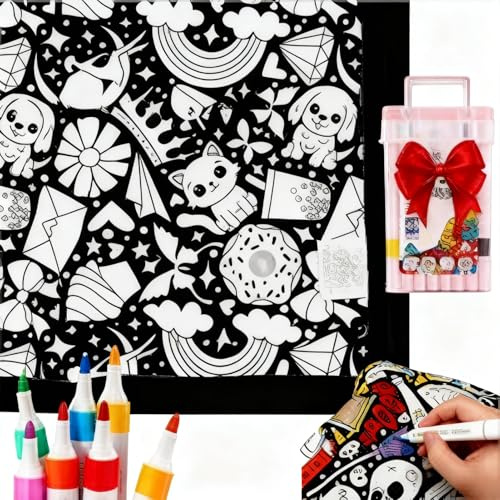 24PensDIY Coloring Blanket, Coloring Blankets for Adults, Creative Personalized Art Project, Soft and Comfortable Plush Painting Blanket Bedroom Decoration(59.84x50x0.39 inches)