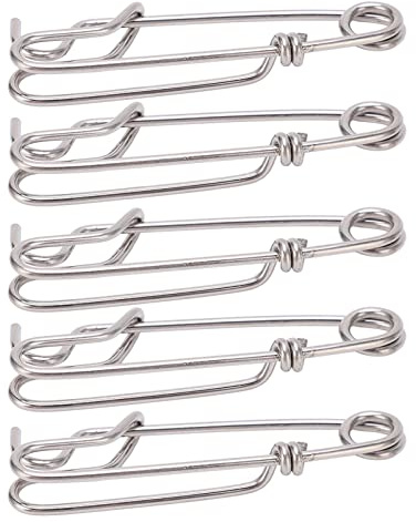 Yctze 5 Clips de Línea de Acero Inoxidable, Conectores de Pesca a Presión, Hebilla para Colgar con Ojo Cerrado, Herramienta de Pasador Rápido, Pesca en Surf, Océano y Agua Dulce, para Usar y