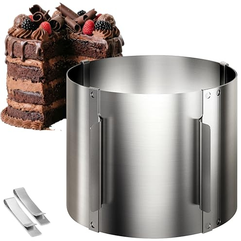 4smile Tortenform verstellbar hoch 15 cm | Edelstahl Tortenring Ø 16-30 cm, stabile Backring - Kuchenring rund verstellbar, Backrahmen rund zum Backen und Dekorieren