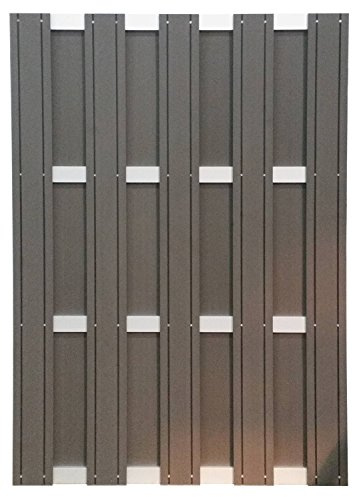 EVERFLOOR Garten Zaun Sichtschutz Zäune WPC mit Alu Streben 120 x 180 cm
