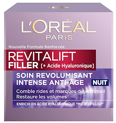 L'Oréal Paris Revitalift – Filler – Trattamento notte rivitalizzante – antirughe e volume – Anti-età – concentrato di acido ialuronico – 50 ml