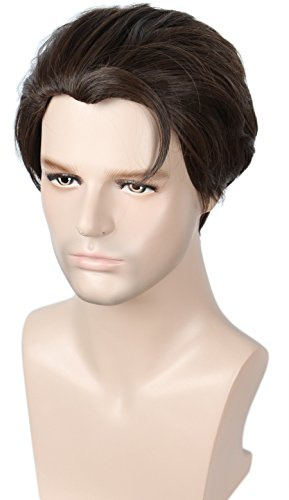 Linfairy Peluca de Cosplay Recta Corta Peluca de Disfraz de Halloween (Nature Brown)