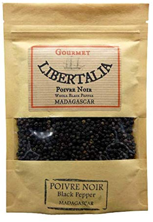 Poivre noir gastronomique en grains de Madagascar 100gr en sachet kraft refermable. Agriculture durable