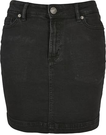 Urban Classics Kvinnors organisk stretch denim minikjol kjol, svart tvätt, 33