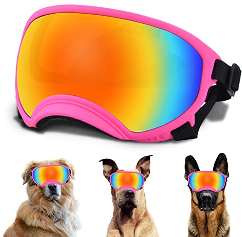 Large Dog Sunglasses, Dog Goggles with Adjustable Strap UV Protection Winproof Dog Puppy Sunglasses, Suitable for Medium-Large Dog Pet Glasses, Dogs Eyes Protection
