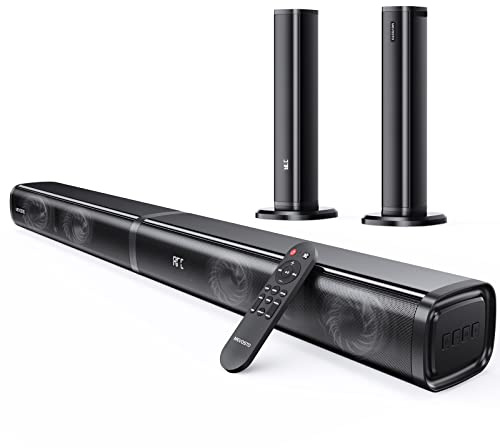 MEVOSTO Soundbar 2 in 1 Soundbar per TV 2.2 Canale separabile 80W Doppi woofer integrati con ARC/Ottico/AUX/BT 5.0 Bassi/Alti Sistema home theater surround montabile a parete