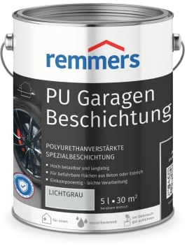 Remmers PU Garagenbeschichtung lichtgrau, matt, 5 Liter, 2in1 Schutzanstrich, für Beschichtungen von Beton & Zementestrichflächen, für Garagenböden