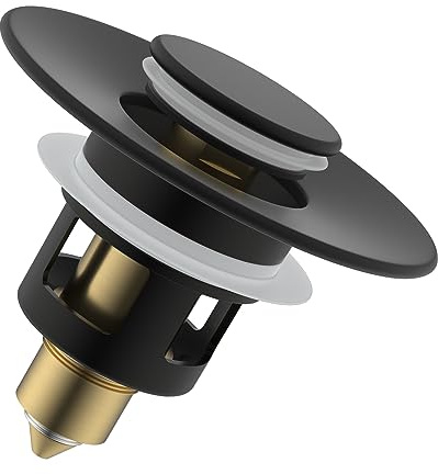 Hibbent handfatsplugg lämplig för 25 mm till 46 mm, pop-up-handfatsplugg med dräneringssil, mässingshylsa kärna trycktyp dräneringsplugg, universell diskbänkstoppare ersättning för badrum och kök,