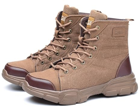 Stivali con Punta In Acciaio per Uomo,Indistruttibile In Cima Proteggi la Caviglia Scarpe Antinfortunistiche da Uomo,Comodo Scarpe da Lavoro con Punta In Acciaio per Uomo ( Color : Brown , Size : 43 E