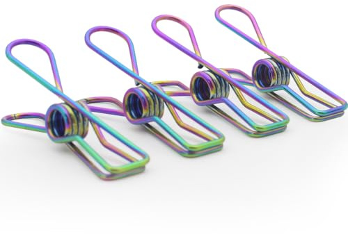 MCEUS 30 Pack Rainbow Colored Wire Clothes Pins Heavy Duty Outdoor, Stainless Steel Clothespins for Hanging Clothes, Metal Clothes Pegs, Clothing Clips, Laundry Pins, Bag Clip