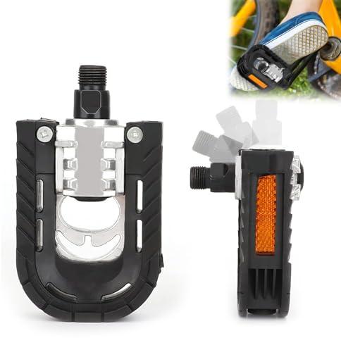 Fahrradpedale, Fahrrad Pedale Classic, Klapppedal Alu Pedale mit Reflektoren & Anti-Rost, für City/Trekking mit Rutsch Feste Pedalenaus Gummi, Klapppedale Fahrrad für Pedelec, MTB, Klapprad, Rennrad