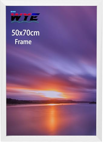 wyewye Picture Frame 50 x 70 cm Wood 50 x 70 cm White Picture Frame for Illustration Certificate Poster Photo Frame with Plexiglass Window