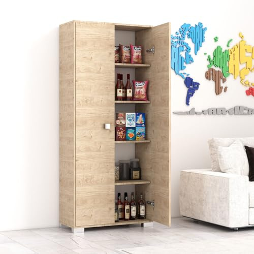 DOOMOSTORE LOVING YOUR HOME Armadio 2 ante Clara dispensa cucina multiuso lavanderia spogliatoio 75x35x180H con ripiani Virginia