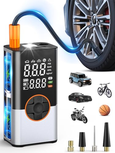 BIBURY 8000mAh Gonfleur Pneus Voiture, Compresseur à Air Portatif, 150 PSI Pompe a Velo, Gonfleur Électrique avec Écran LED et Torche LED, Charge Type-C, Compresseur Voiture pour Vélo, Voiture, Moto