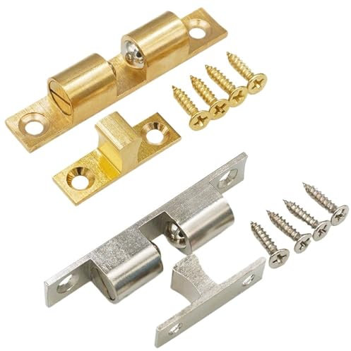 Schranktürschnäpper aus massivem Messing, verstellbarer Federkugelriegel, Möbeltürschließer mit kostenlosen Schrauben, 40 mm/50 mm/60 mm/70 mm(70mm brass)