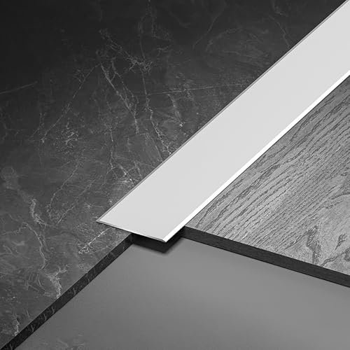 Raouoae Aluminum Transition Profile, 90cm (3 Pieces) Leveling And Flat Floor Profile, Protective Strip For Laminate, Parquet, Vinyl Flooring, Door Transition Rail, Floor Edge Trim(Silver,W:60mm)