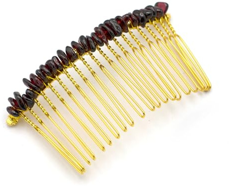 Goldener Haarkamm mit Naturstein – Elegantes Haaraccessoire für Damen, Dekorativer Kamm in Goldoptik, Stilvoller Haarschmuck für Alltag, Events, Hochzeit und besondere Anlässe – Ideal als Geschenkidee