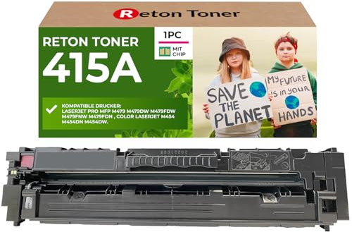 [Mit Original-Chip | wiederverwendet] Reton Recycled Toner kompatibel für 415A 415X für HP Color LaserJet Pro MFP M479 fdw dw fdn fnw M454dw W2033A | Keine UPDATEPROBLEME|