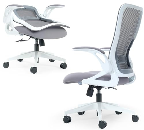 Tervo Model U Hopfällbar kontorsstol för små utrymmen | ergonomisk design med högt studsande nät | datorkontorsstol för spel | för vuxna och barn | Vikbar och kompakt inkl