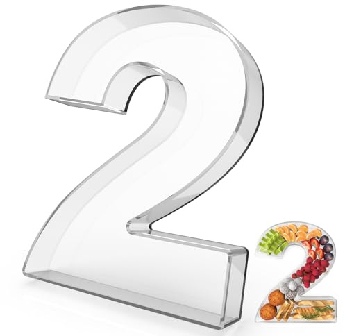 Tdsuco Plateau à charcuterie en acrylique avec numéro 28 cm - Boîte à charcuterie à remplir pour nourriture, gâteau, bonbons, décoration de fête d'anniversaire (numéro 2)