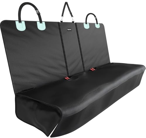 Tapizado Dog Car Seat Cover for Back Seat with PU Leather, Waterproof Backseat Pet Cover for Dogs, Rear Seat Protector for Dogs with Non-Slip Net, Universal Fit for Car, Truck and SUV, Black