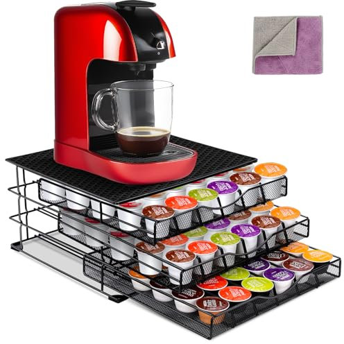 MASTERTOP Cassetti Capsule dolcgusto 108pz, Porta Capsule Antiscivolo a 3 Cassetti, Dispenser Capsule di Grande Capacità con Supporto Antivibrazioni in EVA per Macchina Caffè