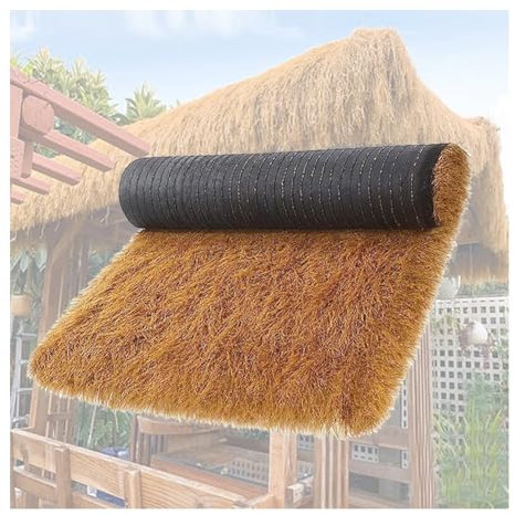 Mexican Style Artificial Palm Straw Thatch Roofing Roll for Bar Garden Decoration (39.4x649.6in) Synthetic Thatch Roof Mat for Outdoor Use