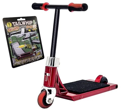 TAILWHIP Finger Scooter aus Metall – Mini Roller Spielzeug für Tricks, Fördert die Handmotorik – Kompatibel mit Tech Deck Fingerboard, Skatepark und Finger Bike BMX, red
